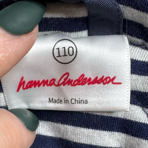 Hanna Andersson Hooded Water Resistant Jacket Girls 5 Navy Nautical Coat - Picture 5 of 9